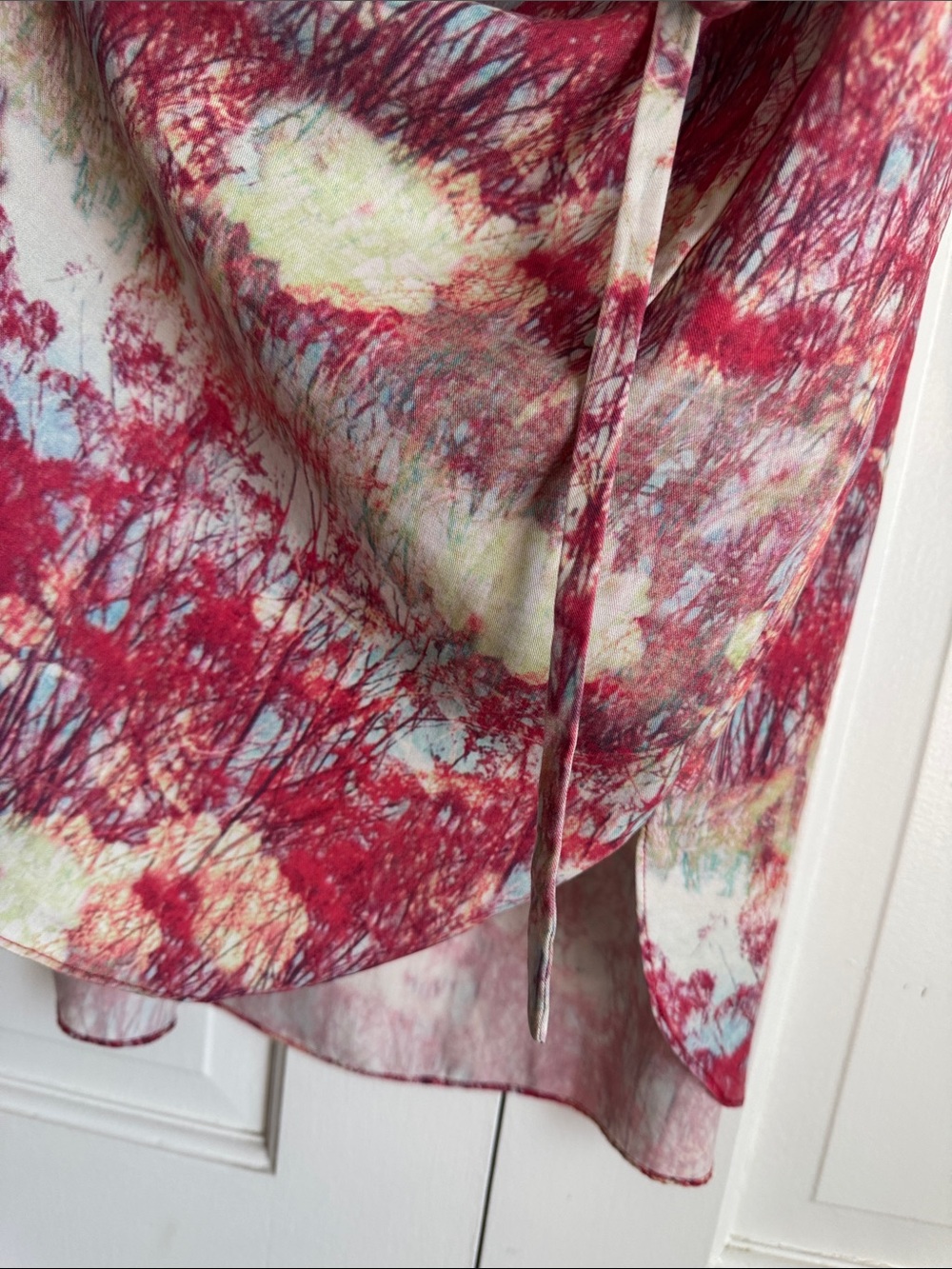 EUC Reiss Raspberry Floral Tie-Waist Sleeveless Dress Rounded Hem Pockets Lined - Picture 8 of 13